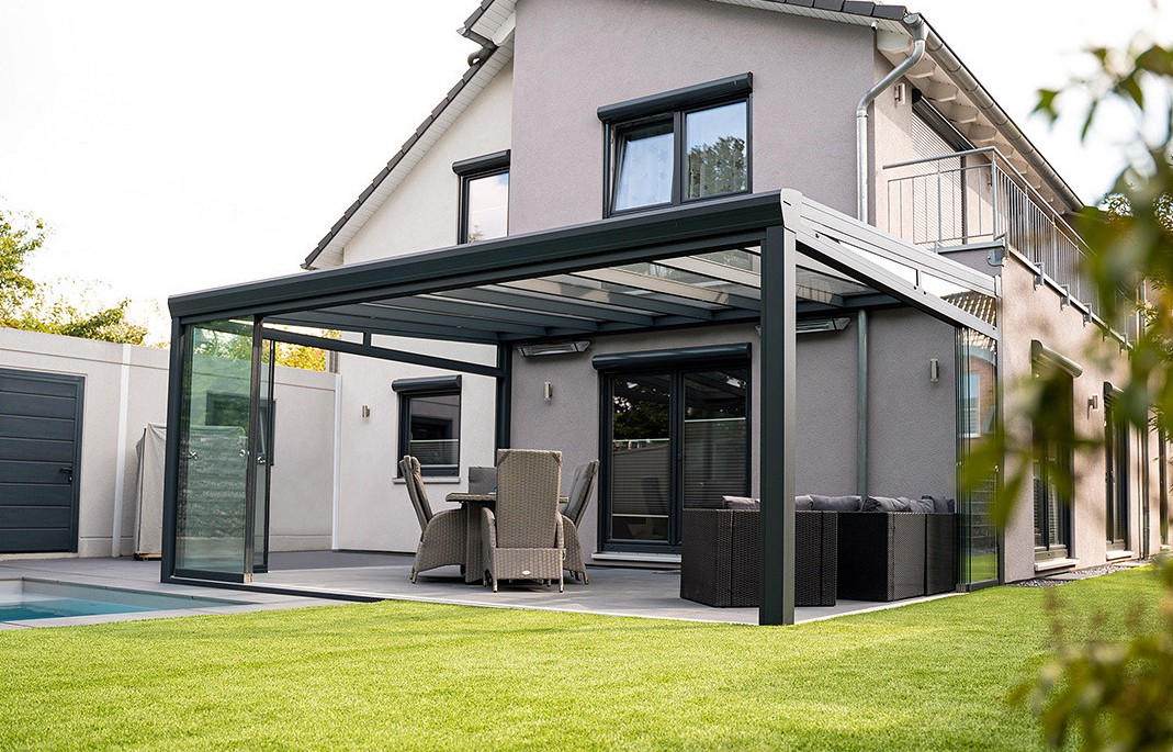 White modern home with veranda